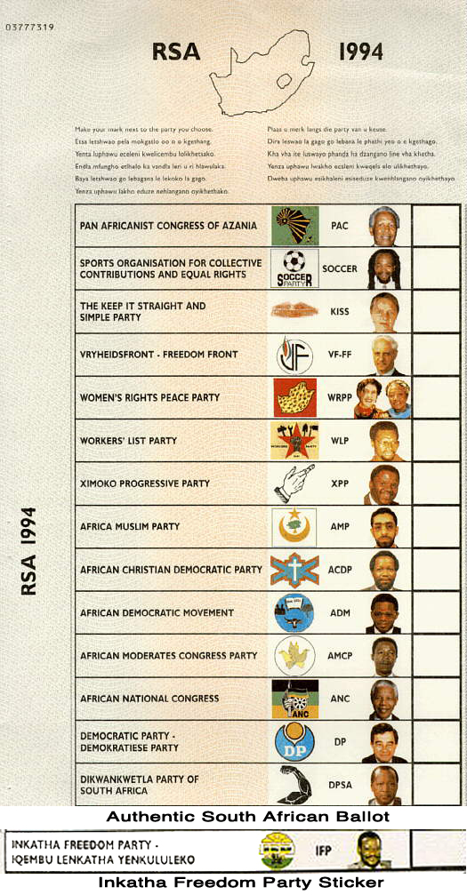 Authentic South African Ballot